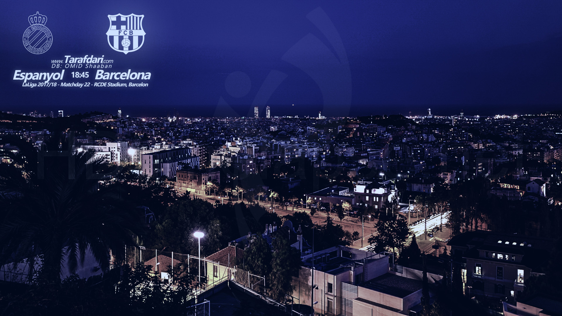 اسپانیول و بارسلونا-هفته بیست و دوم-لالیگا اسپانیا-ورزشگاه کورنیا ال پرات-شهر بارسلون
