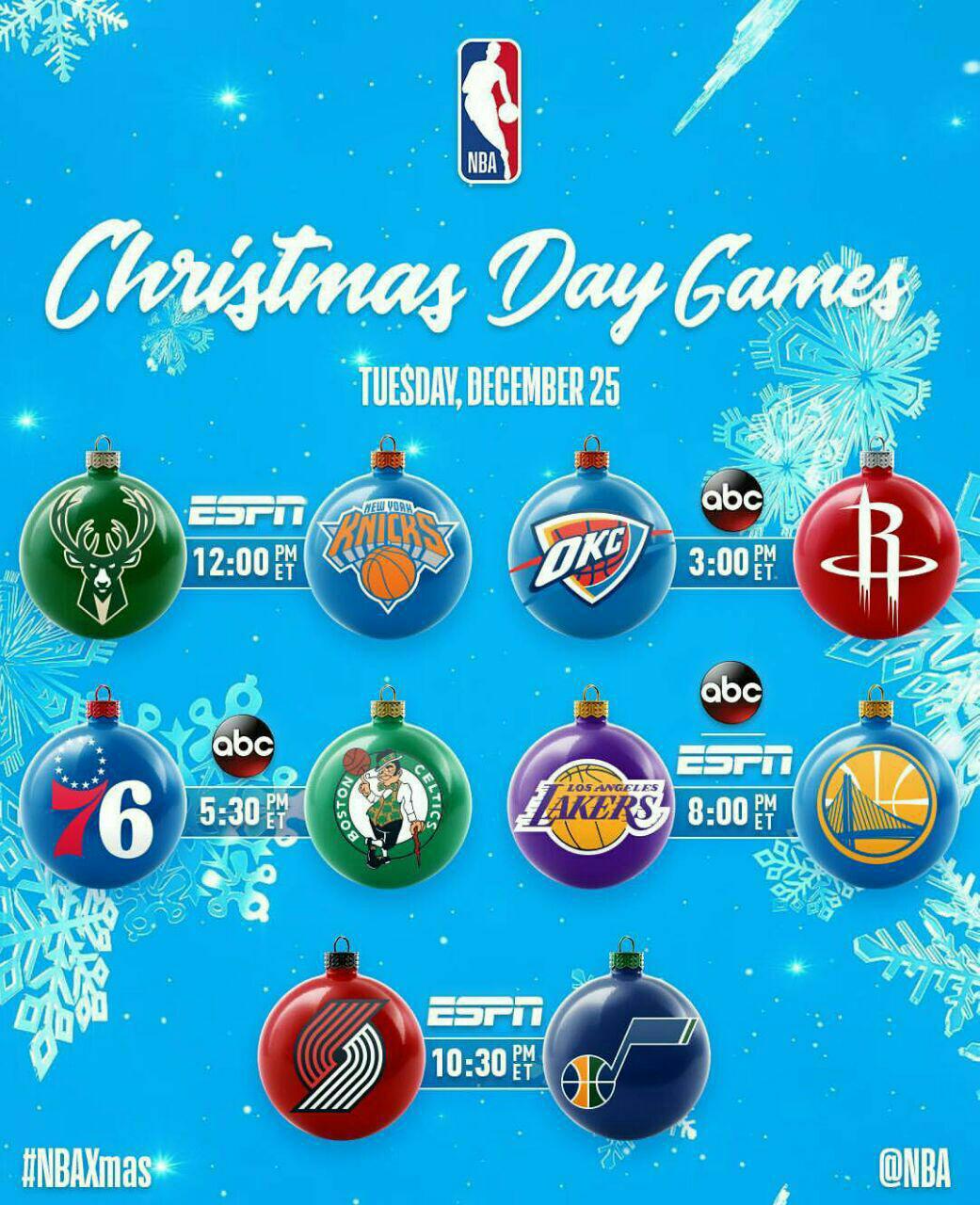 برنامه بازی های روز کریسمس NBA