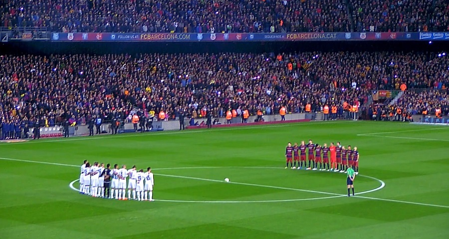 سکوت 1 دقیقه ای بازیکنان بارسلونا و رئال مادرید