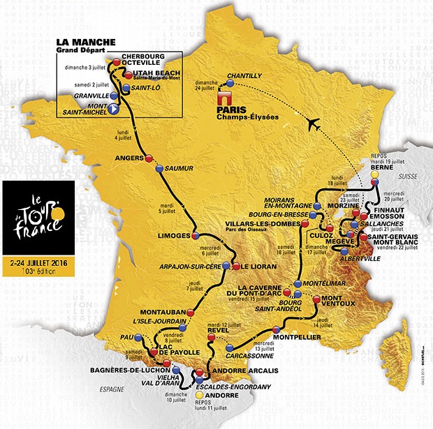 مسیر مسابقه تور دو فرانس در سال 2016
