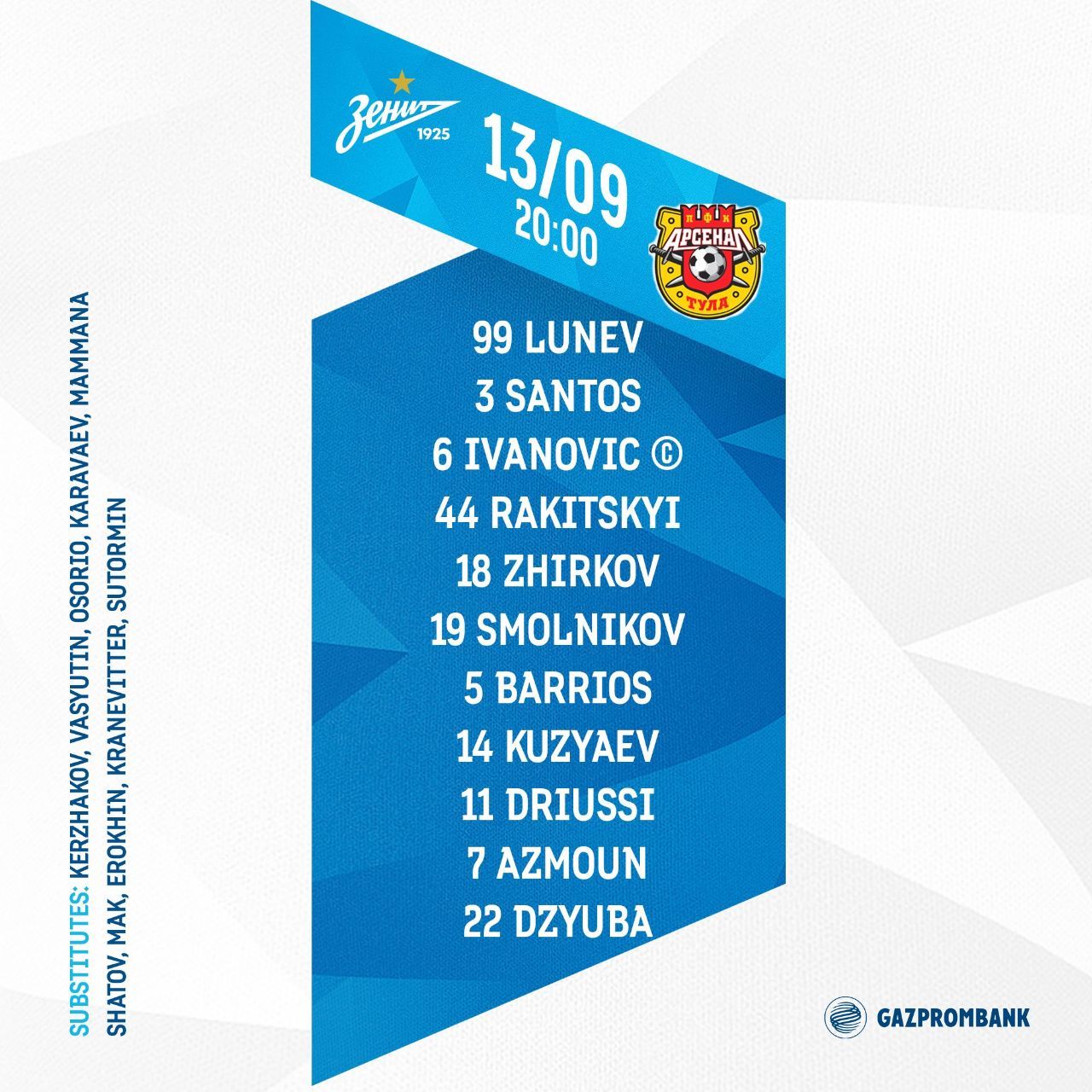 ترکیب زنیت-zenit line up