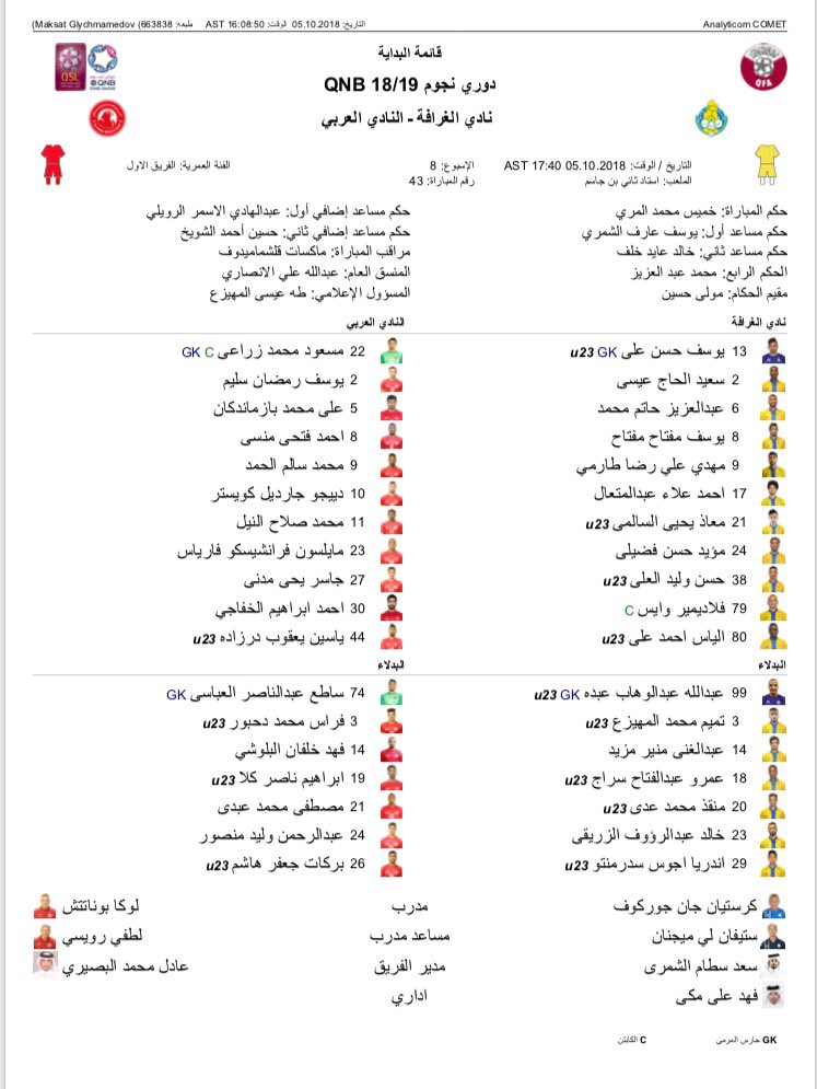 ترکیب اصلی الغرافه و العربی